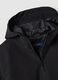 Black regular fit jacket with hood and zip_1
