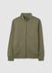 Green Cotton Blend Zip Sweatshirt_4