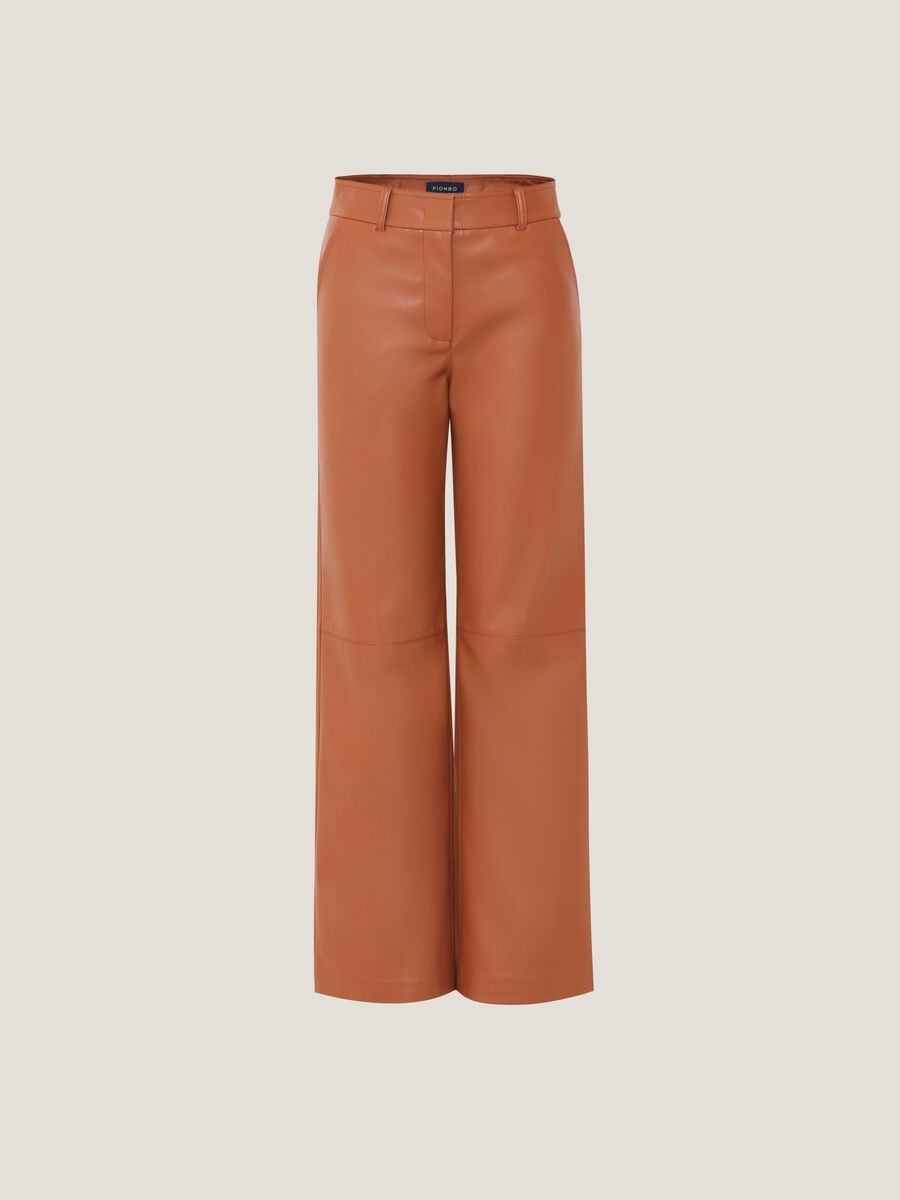 Pantaloni straight fit effetto lucido_5