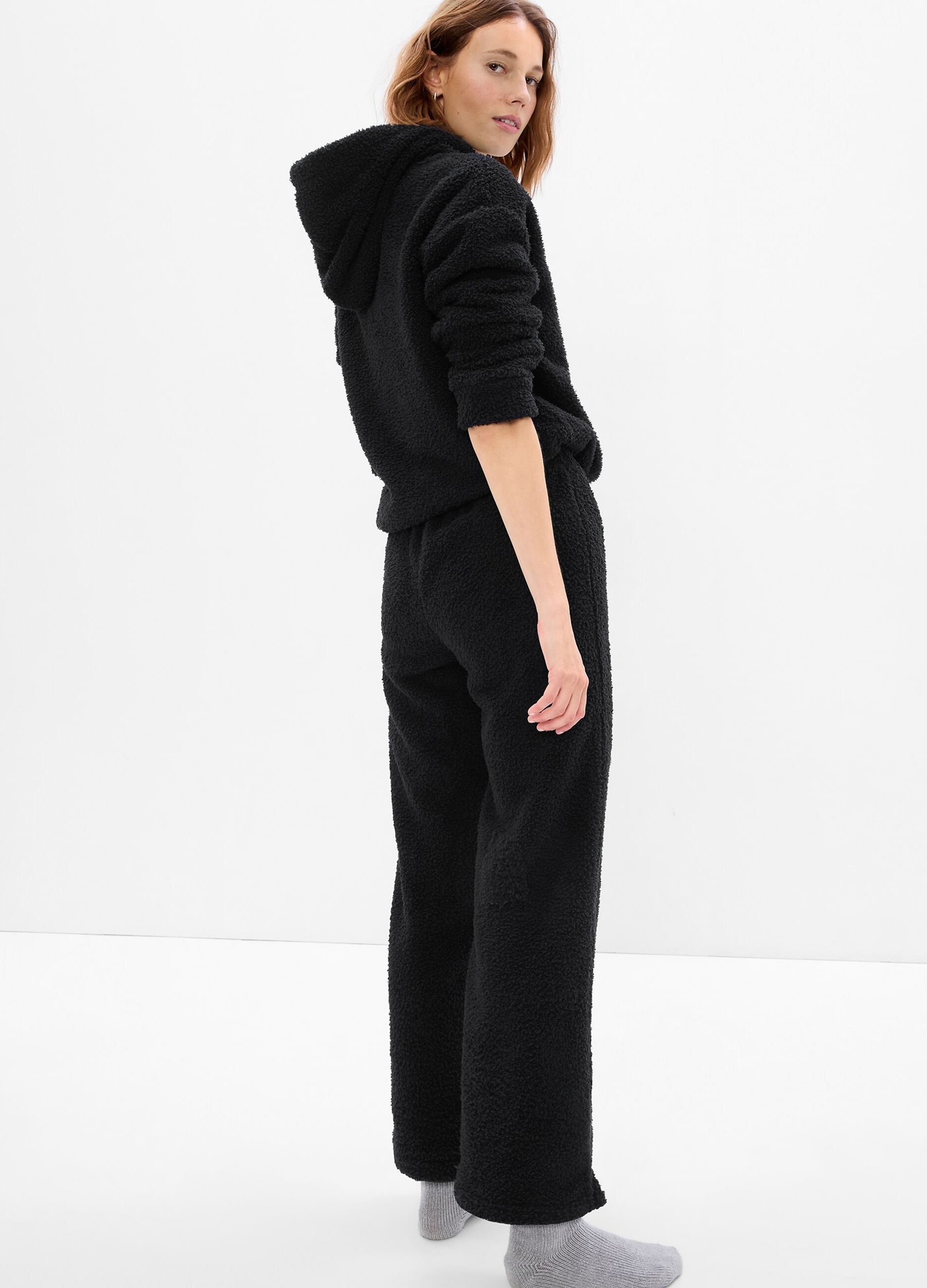 Pantalone pigiama in sherpa con coulisse