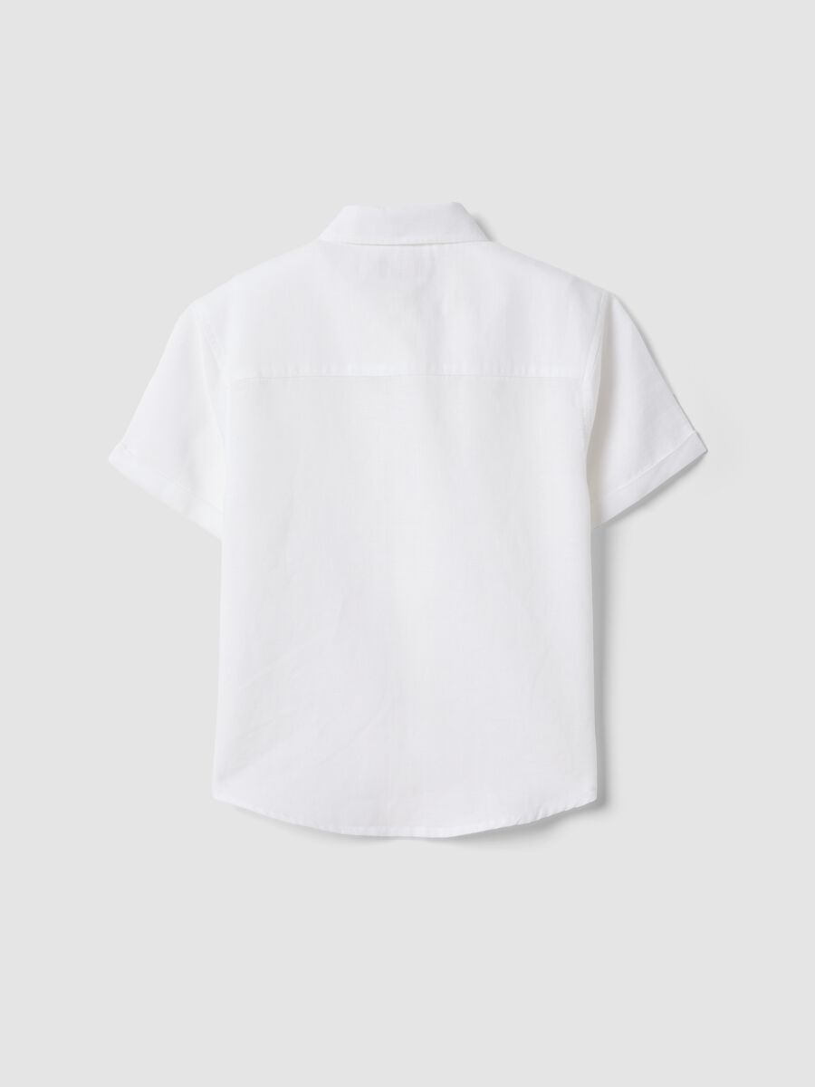 Camicia bianca in misto lino e cotone da bambino regular fit_1