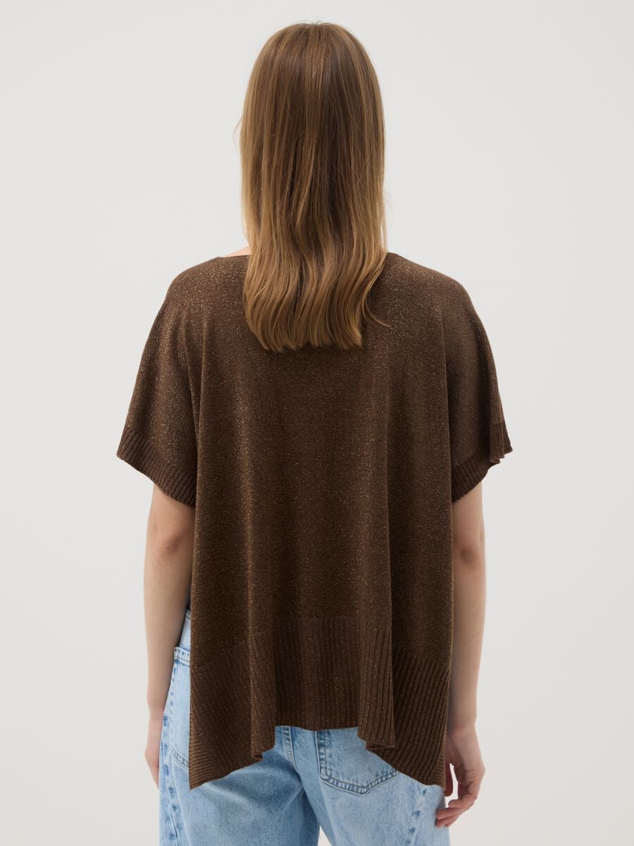 Maglia marrone in misto modal con scollo a V_3