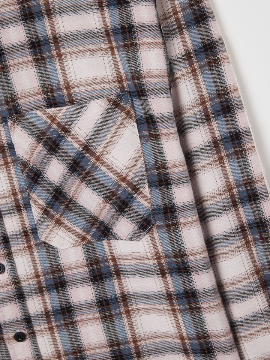 Pink flannel check shirt_5