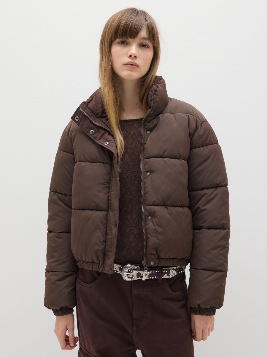 Brown padded oversized jacket_0