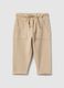Beige regular fit pure cotton trousers_0