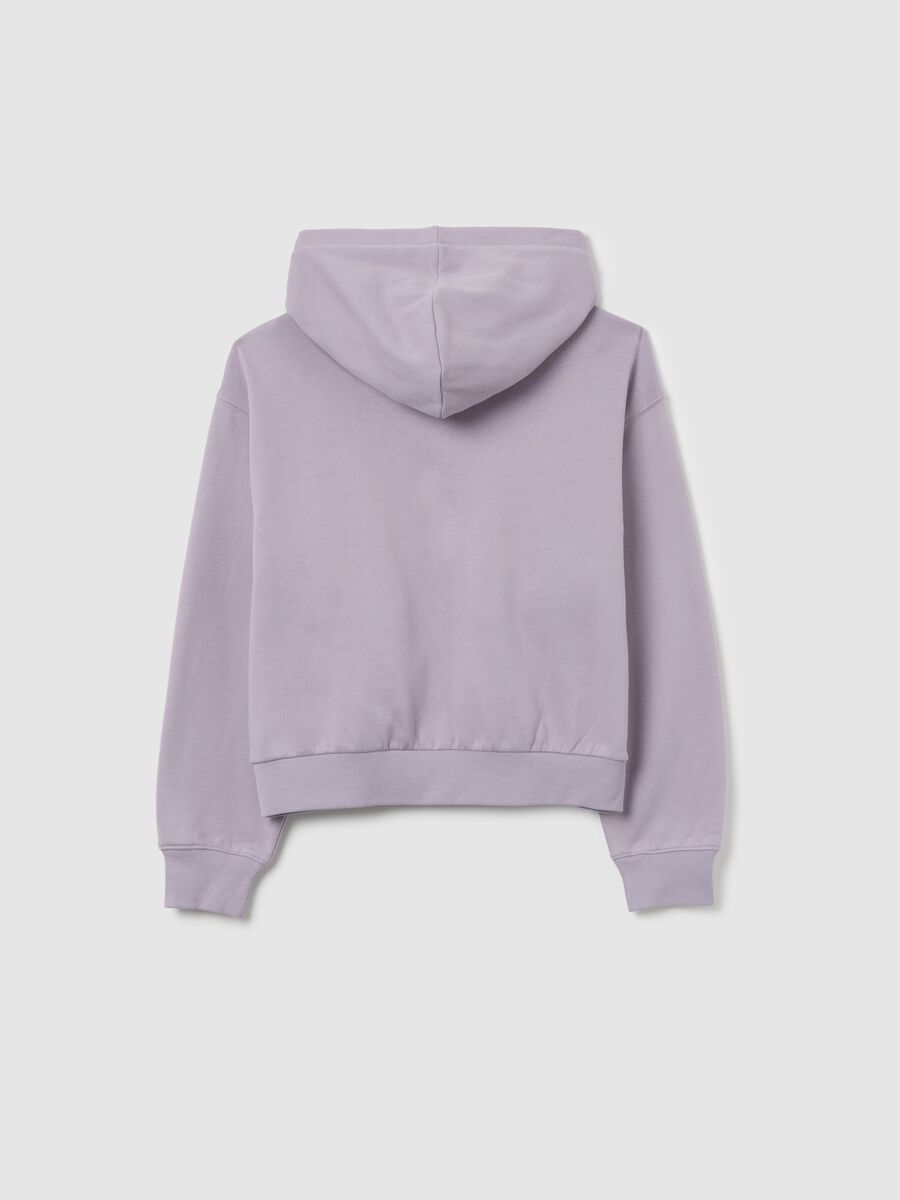 Felpa viola da ragazza in puro cotone regular fit con cappuccio e zip_1