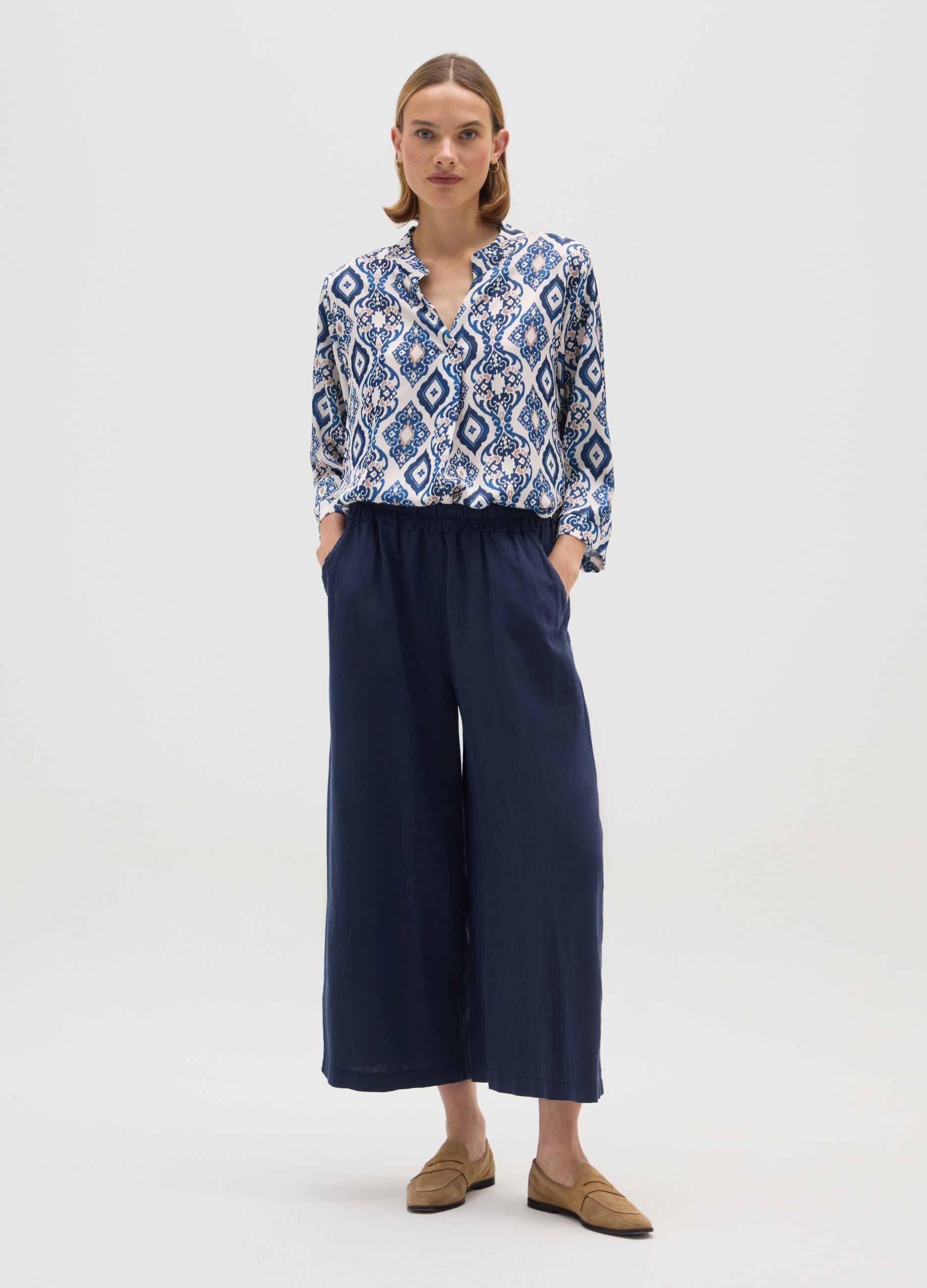 Multicolour regular fit blouse with pattern