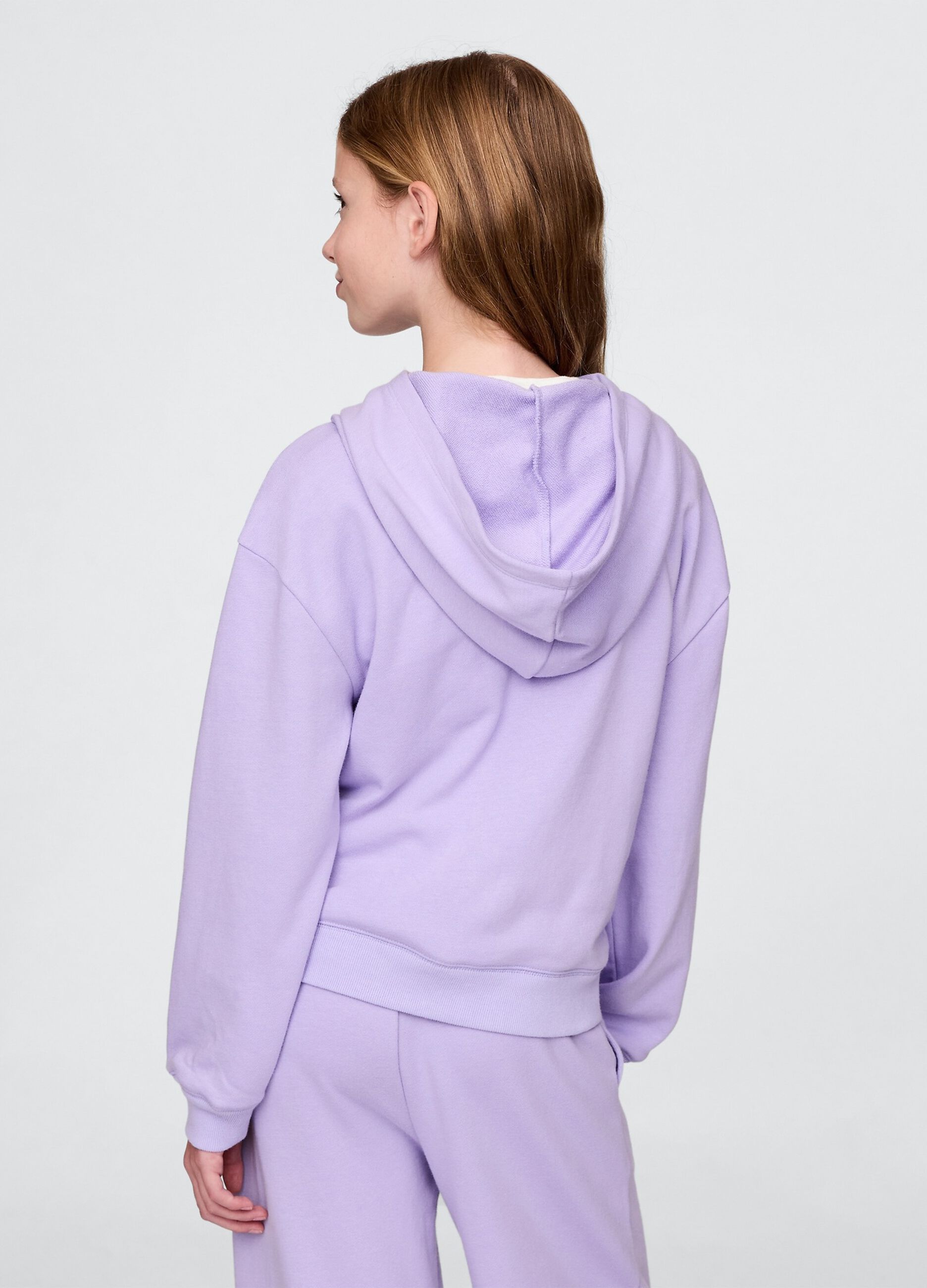 Lilac sweatshirt with hood and logo print