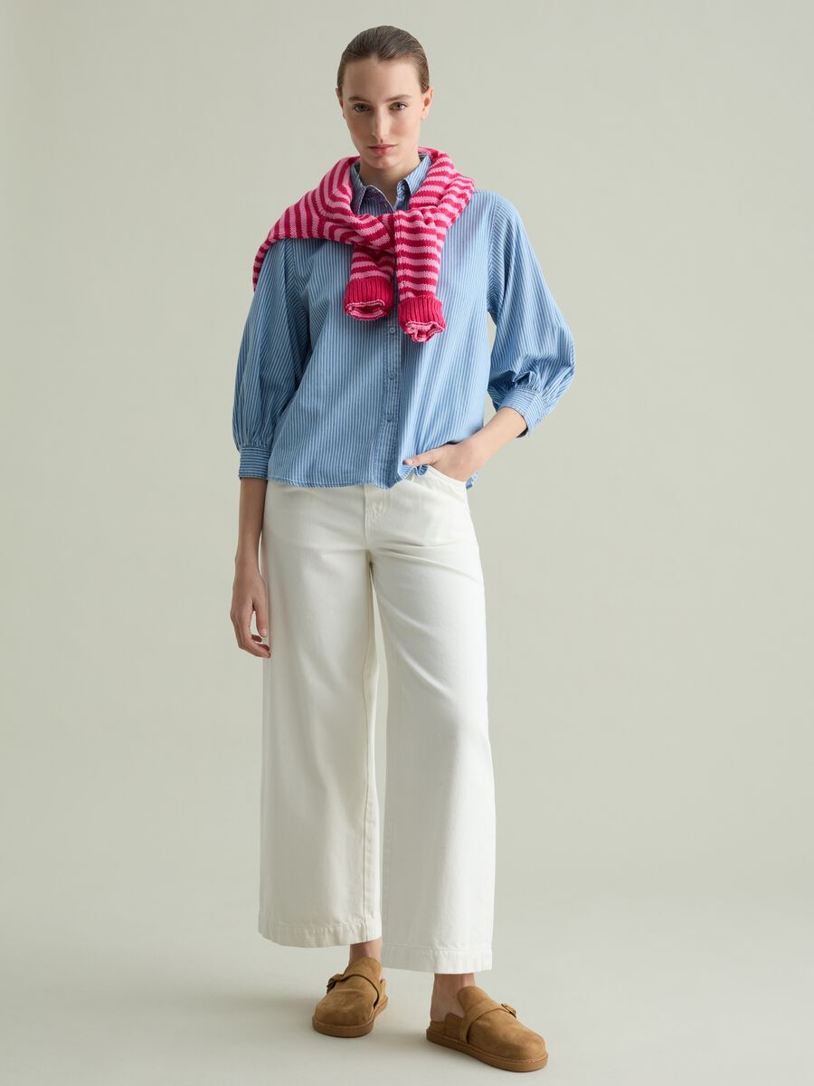 Striped fluid shirt with three-quarter sleeves_1