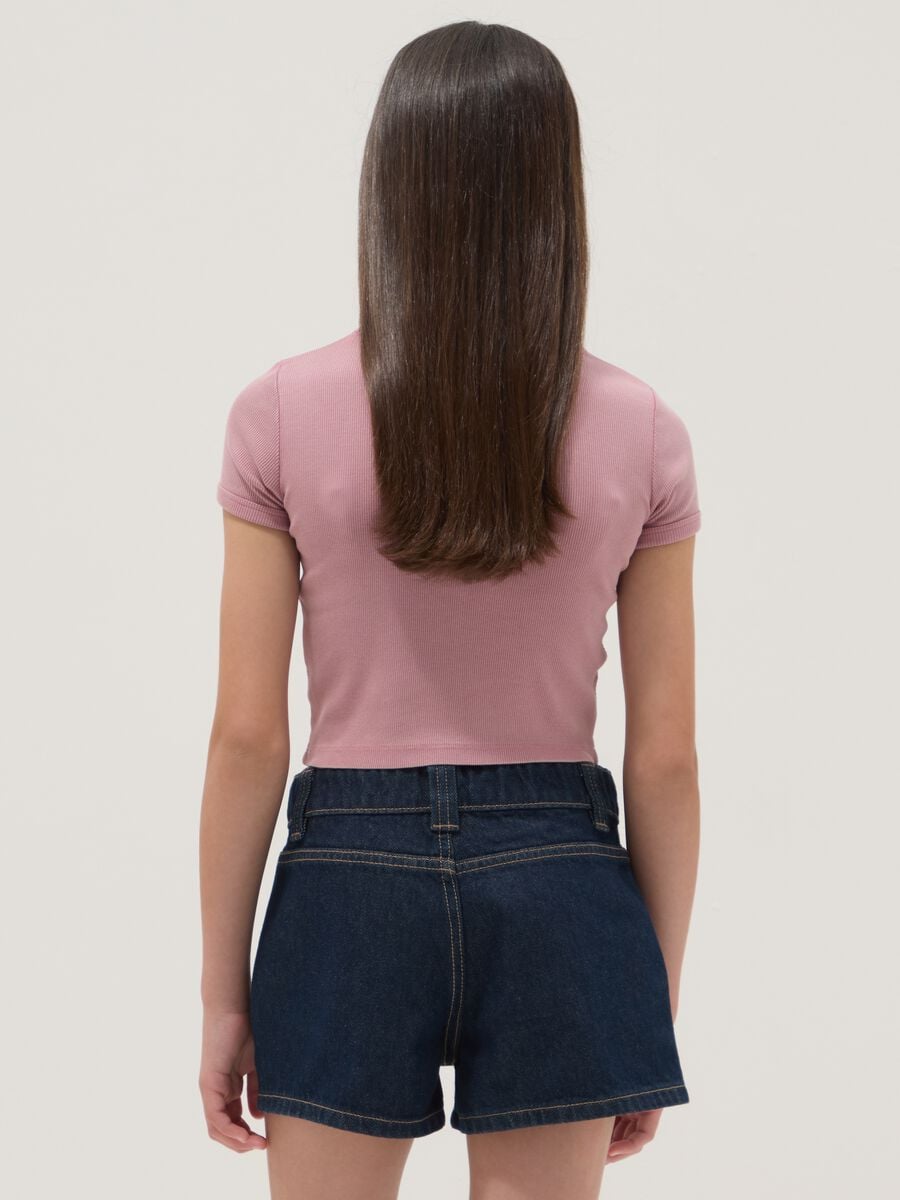T-shirt rosa a maniche corte in cotone elasticizzato_2