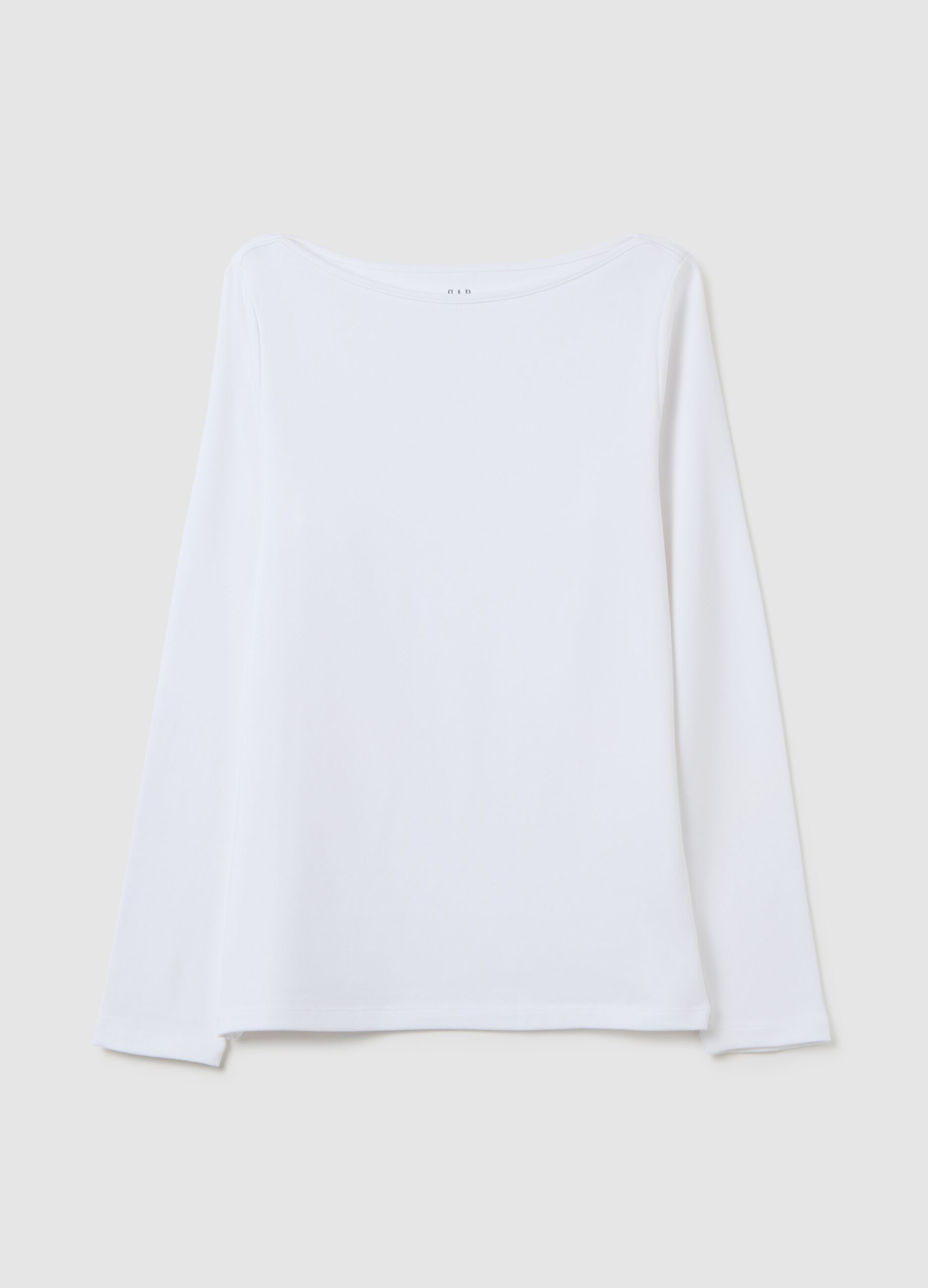 T-shirt in cotton and modal with boat neck