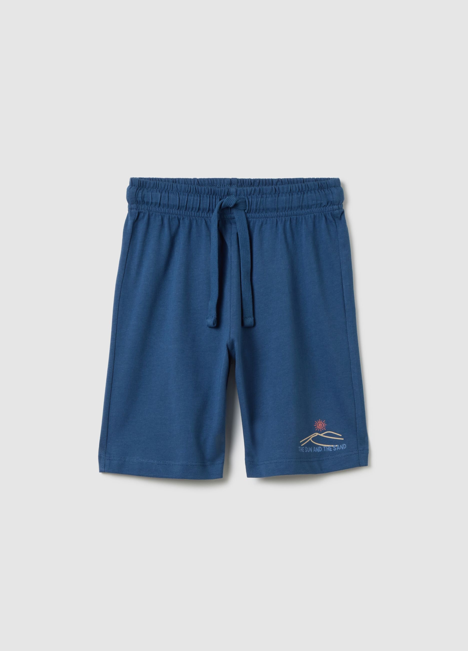 Bermuda da bambino in puro cotone blu regular fit