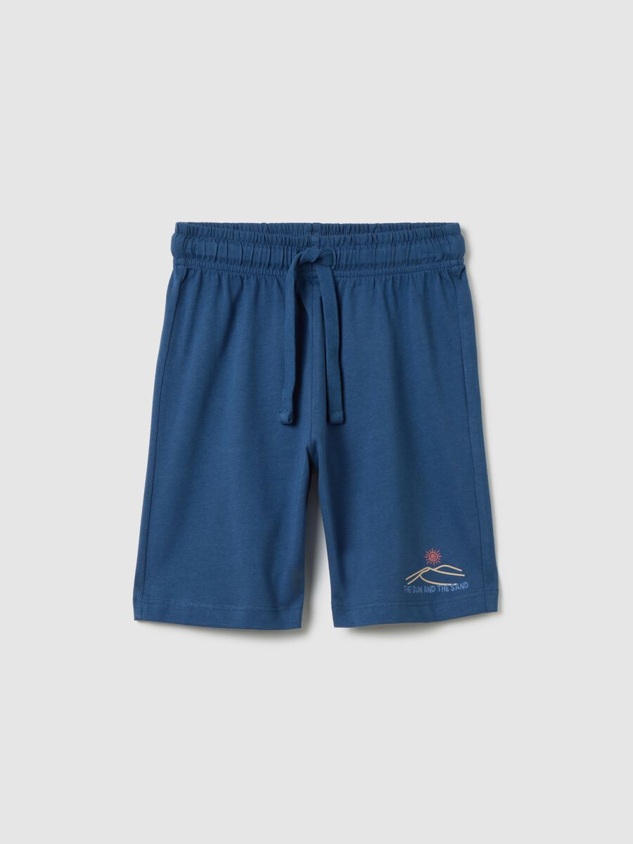Children's Blue Cotton Bermuda Shorts - Regular Fit_0