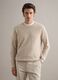 Pullover girocollo in cotone e lino beige regular fit_0