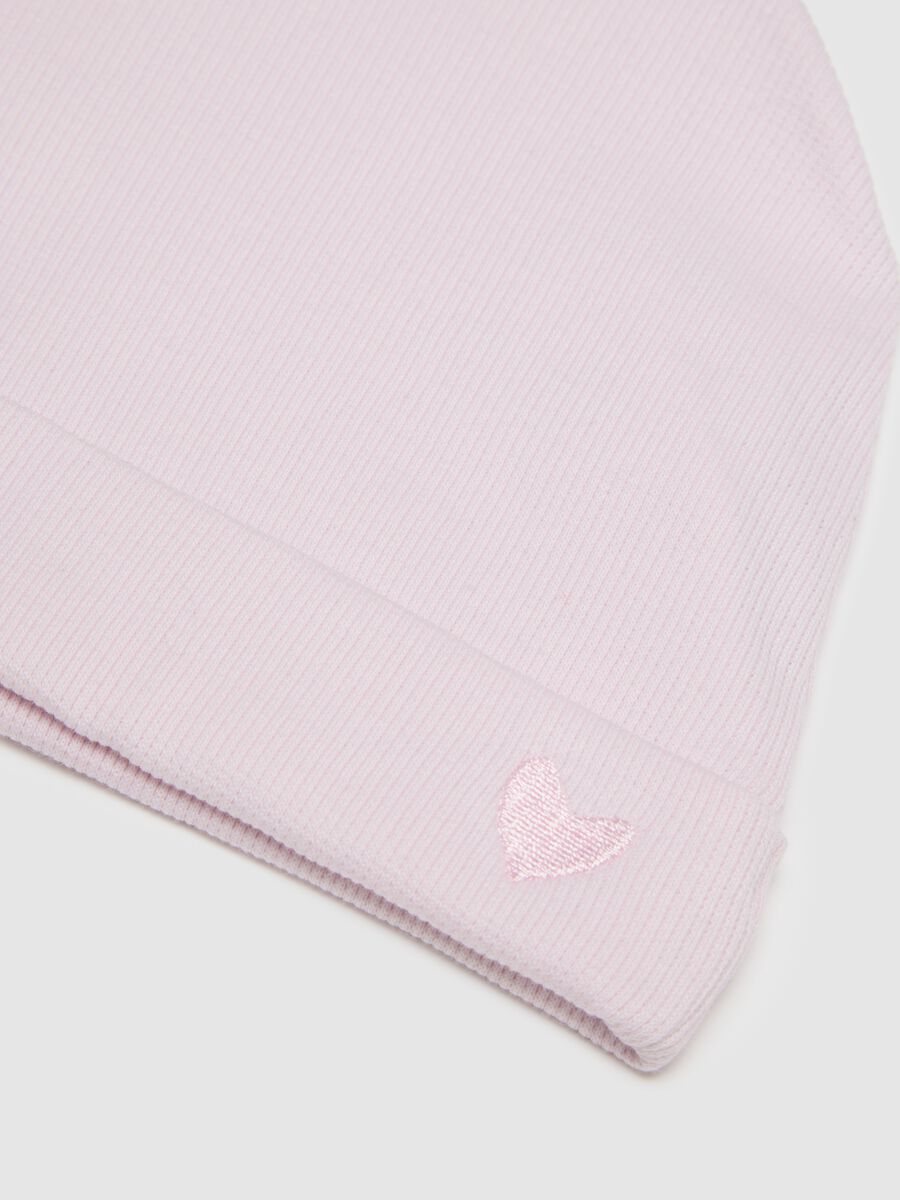 Pack of two stretch cotton hats in pink regular fit for newborns_1
