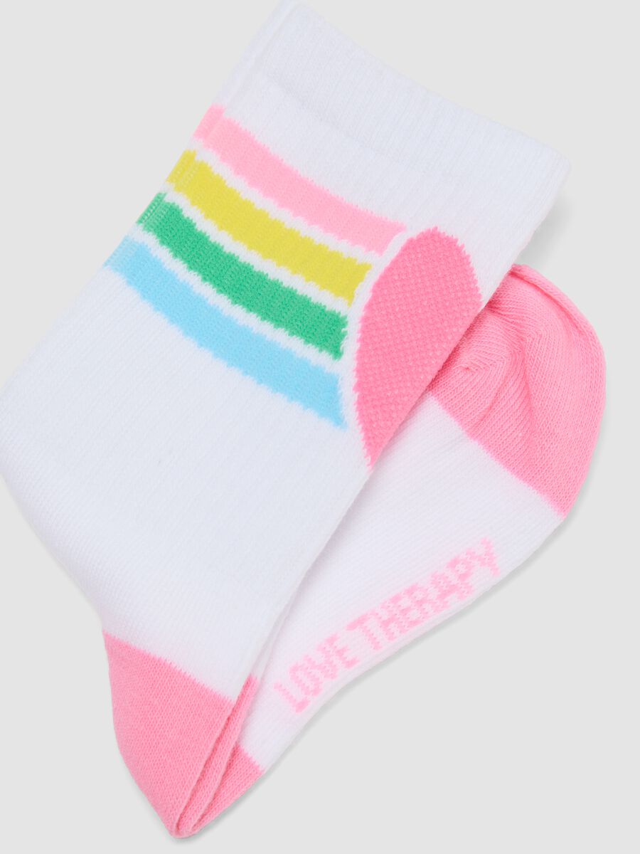 2-pack of pink and white short socks in stretch organic cotton with pattern_2