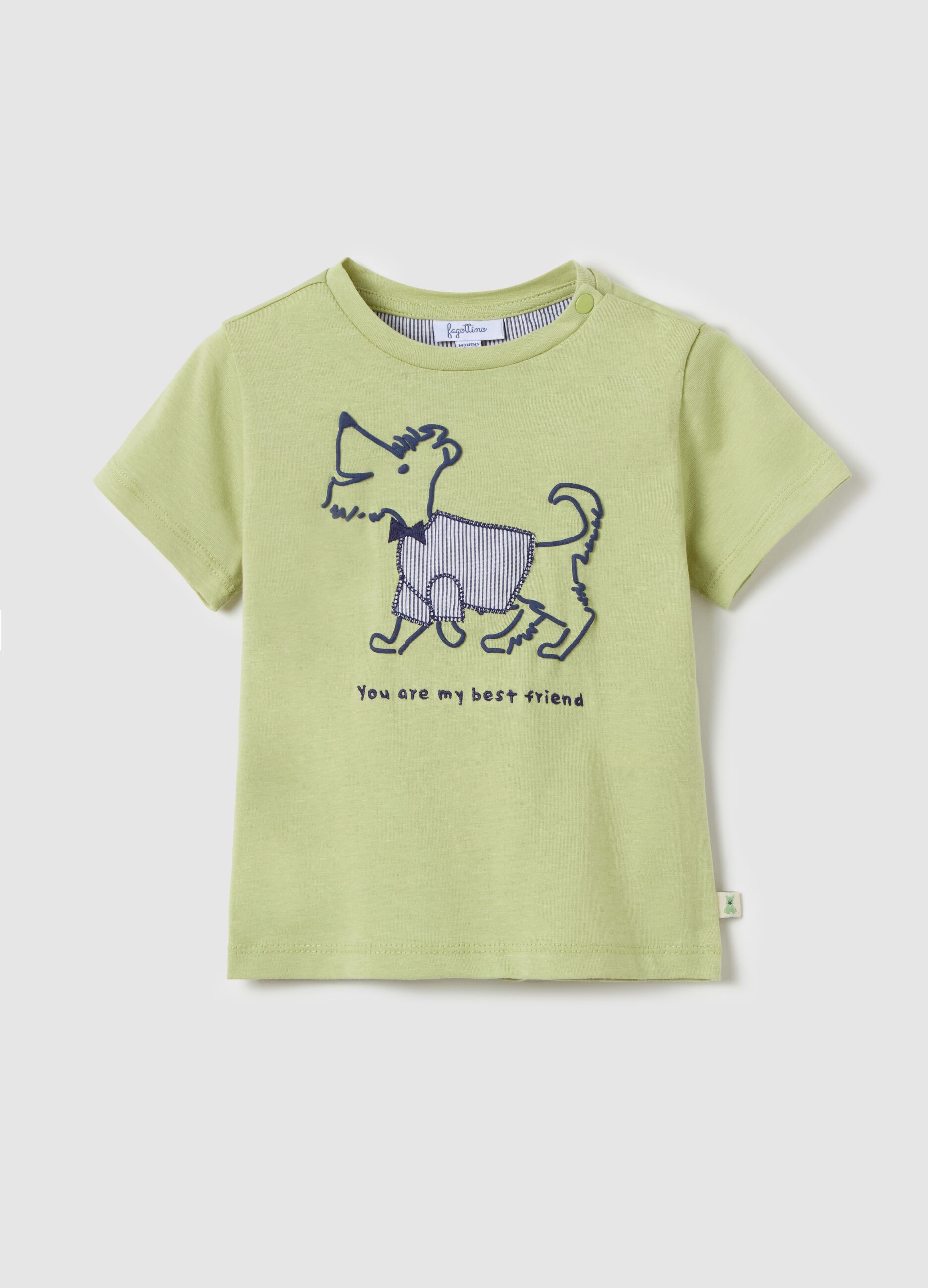 Cotton T-shirt with elegant puppy print