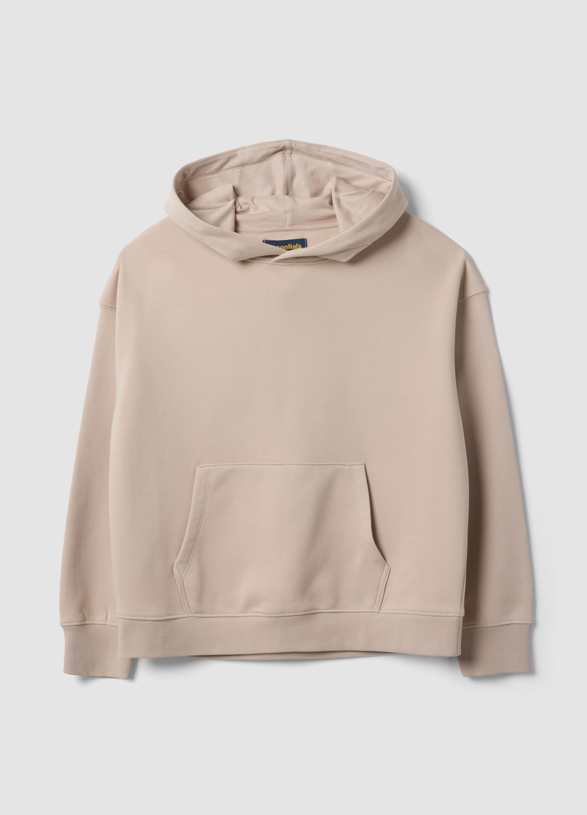White cotton-blend hoodie sweatshirt, regular fit