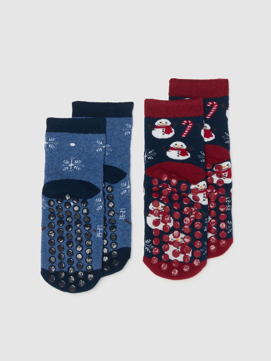 Christmas Anti-Slip Socks Bipack for Kids in Multicolour Cotton Blend_2
