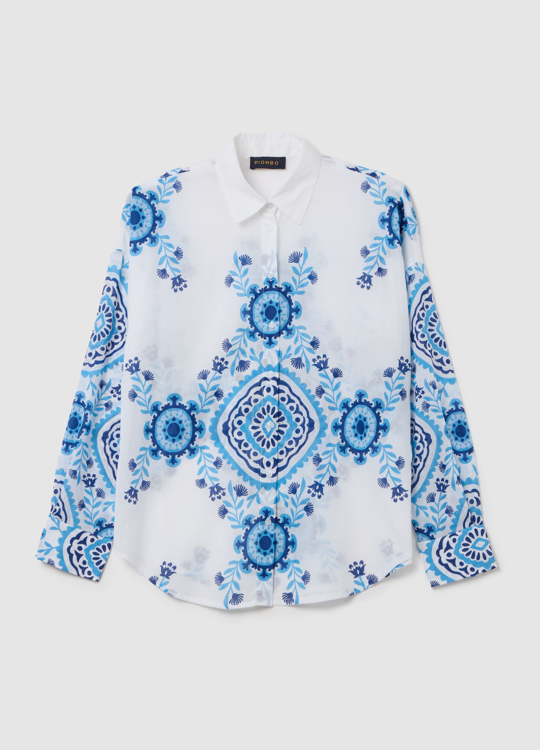 Camicia in cotone con motivo etnico