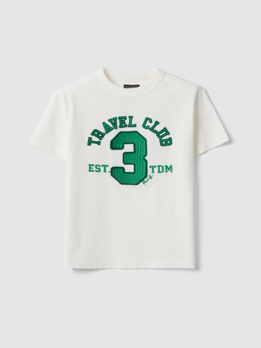 T-shirt in puro cotone bianca da bambino regular fit con stampa_0