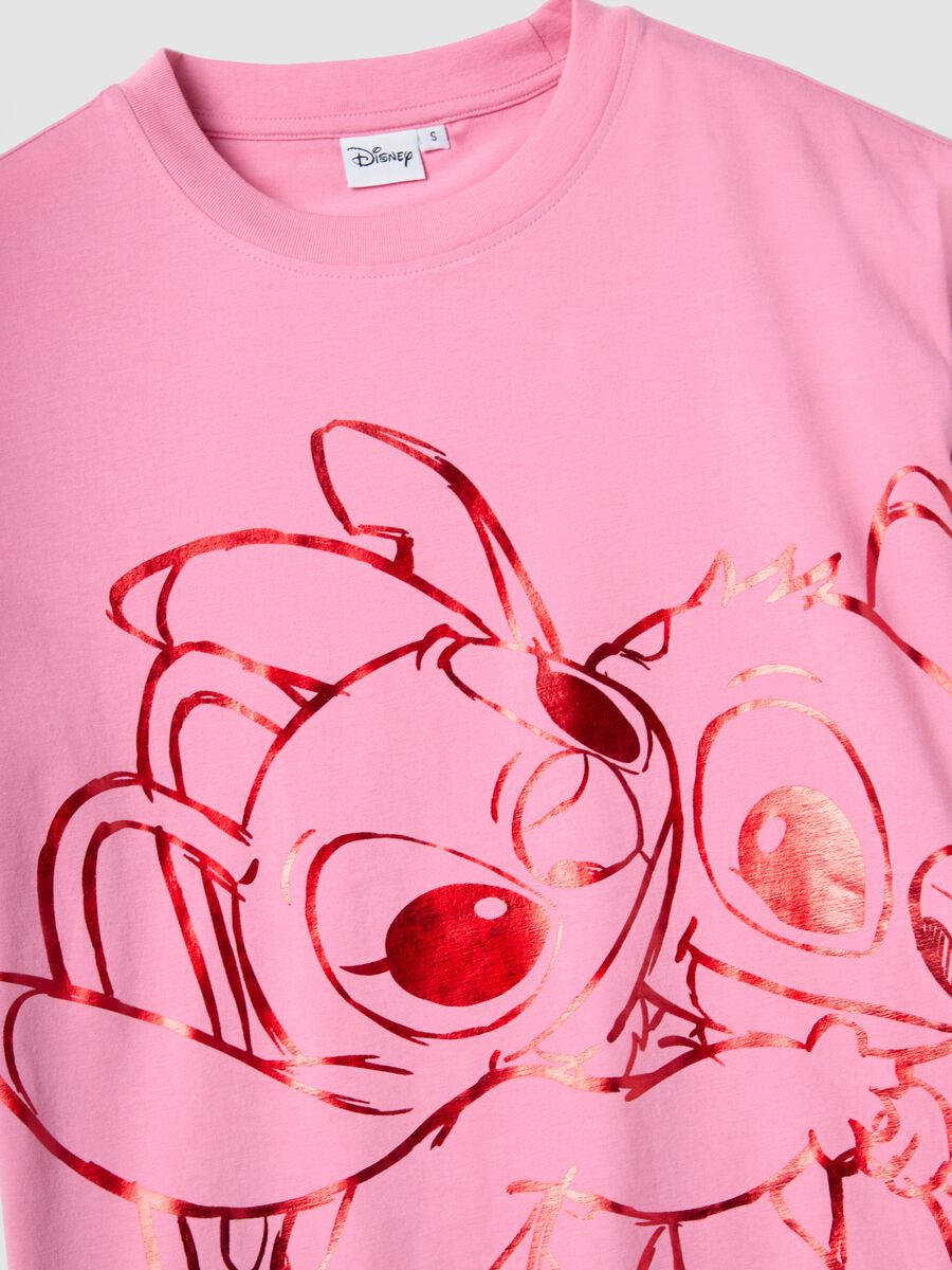 Pink pure cotton regular fit T-shirt with Stitch print_5