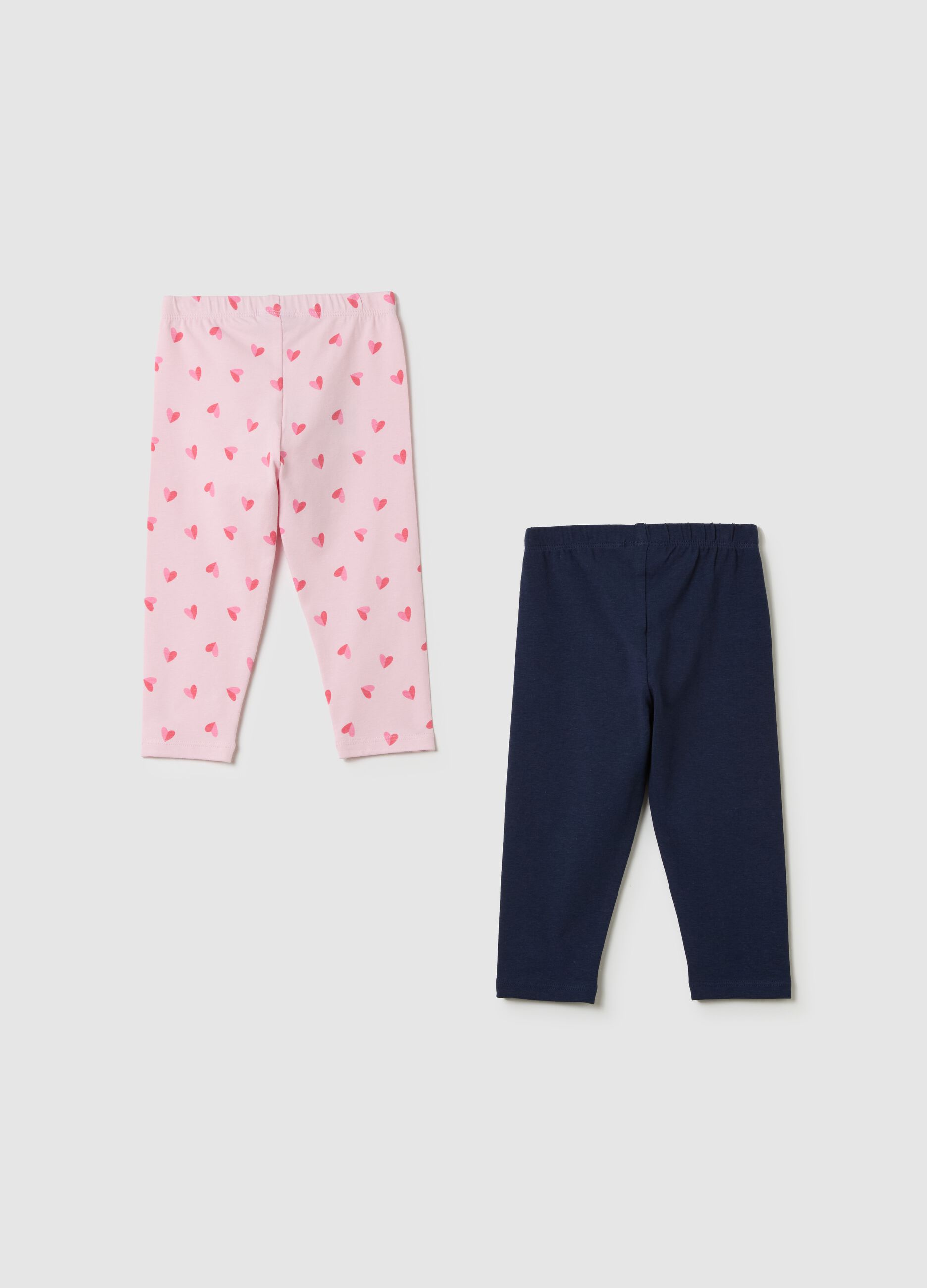 Two-pack leggings in stretch cotton with print