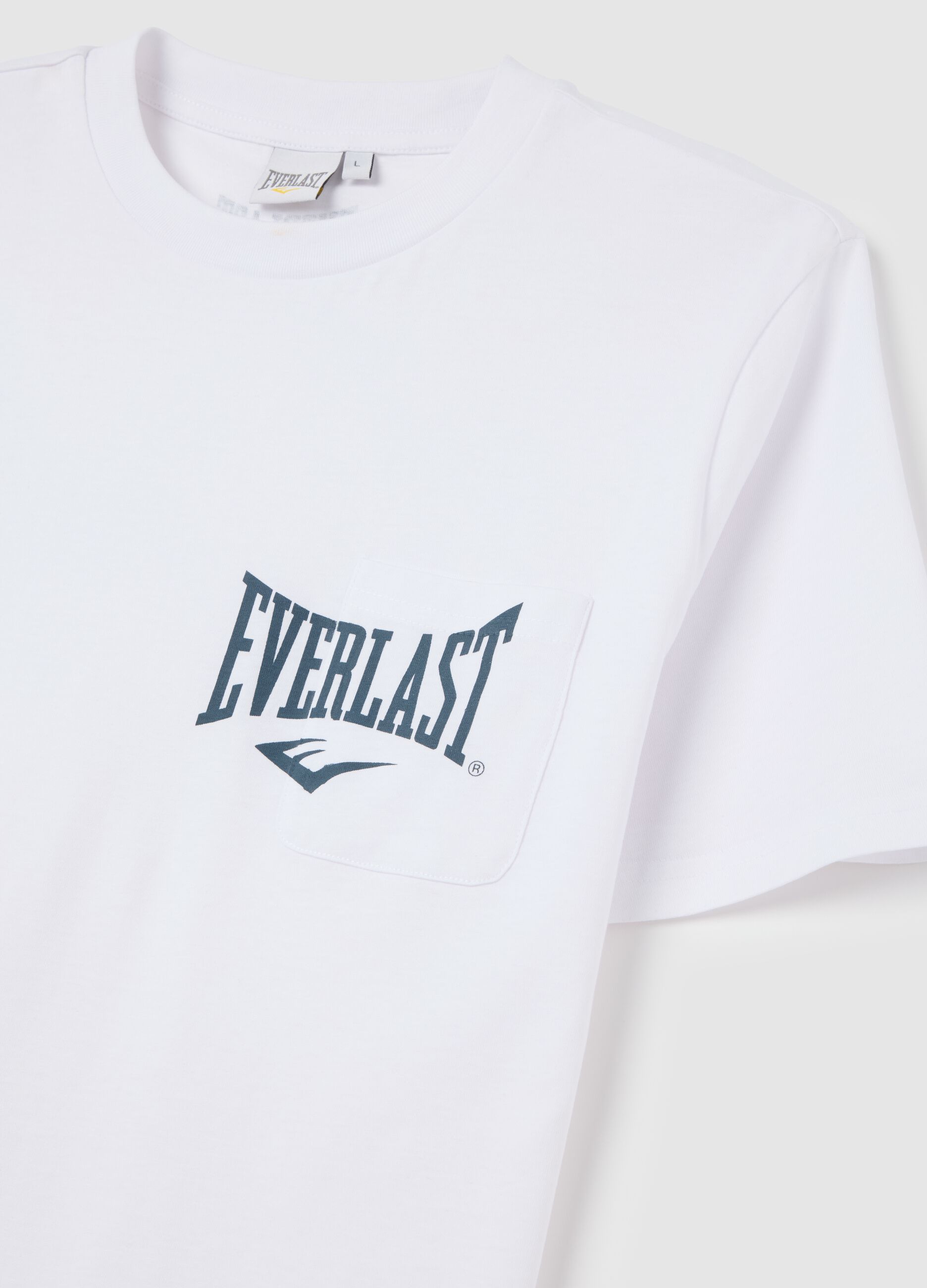 T-shirt da uomo in puro cotone bianca regular fit con logo Everlast