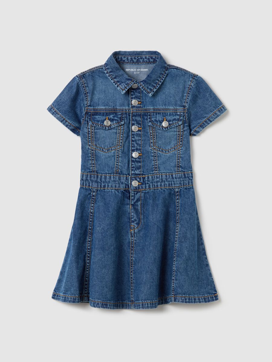Short-sleeved dress in denim_0