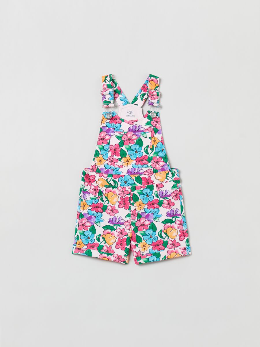 Short dungarees with flowers print_0