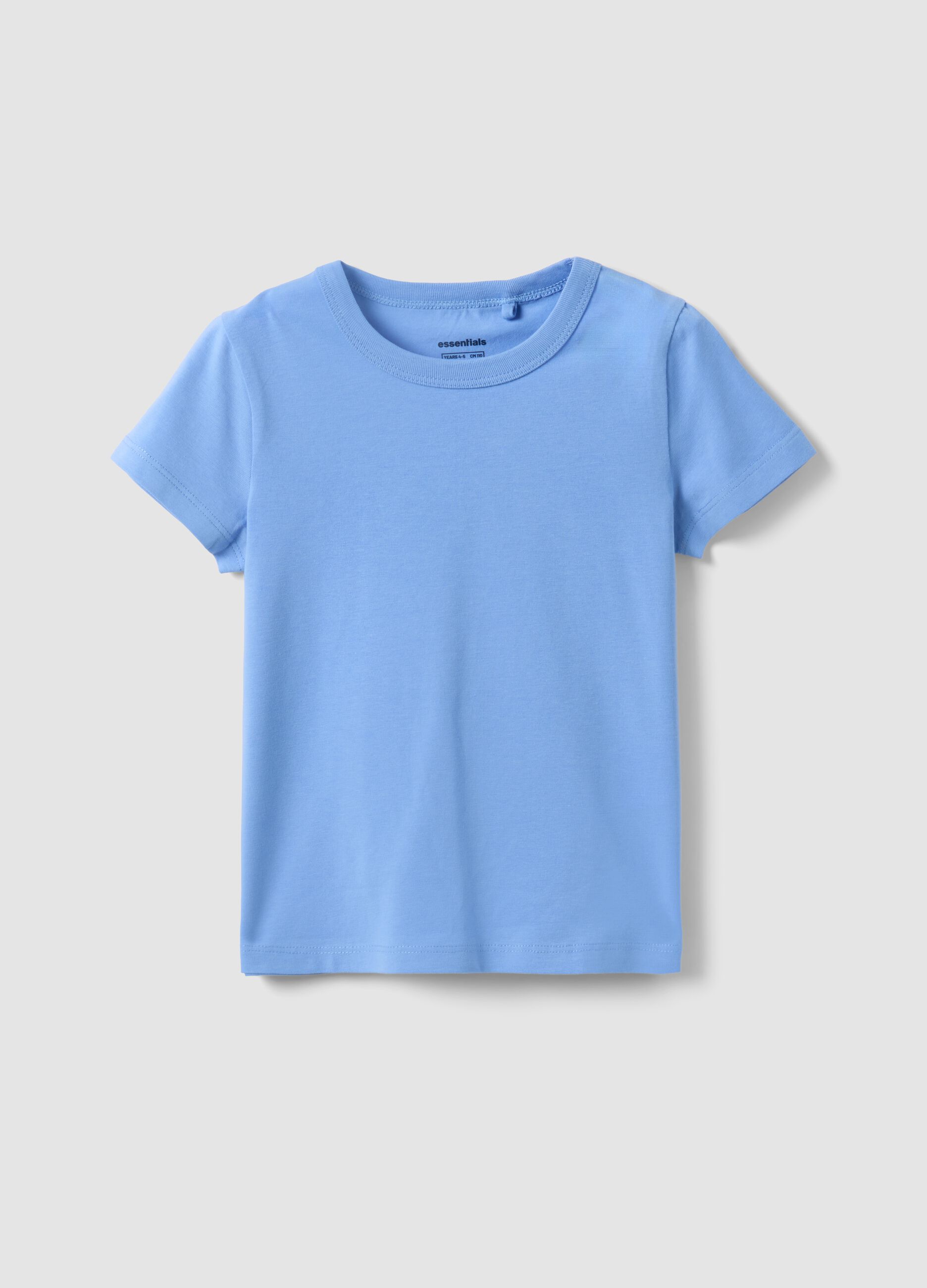 Girls' light blue stretch cotton T-shirt, regular fit