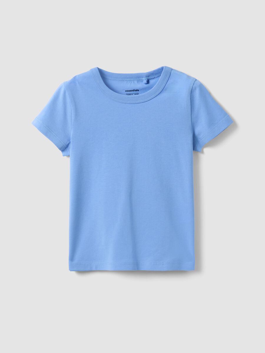 T-shirt in cotone elasticizzato azzurra da bambina regular fit_0