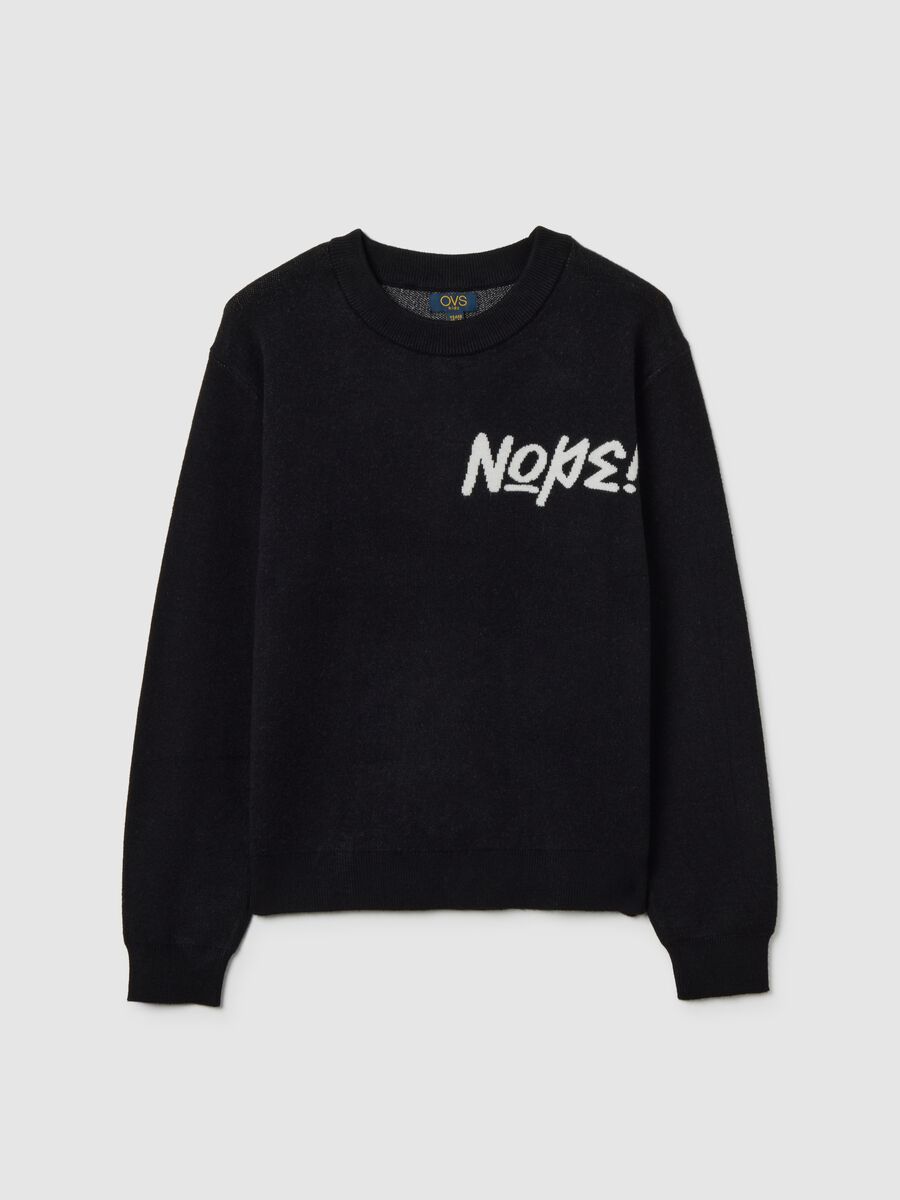 Maglione da ragazzo nero vestibilità over_0