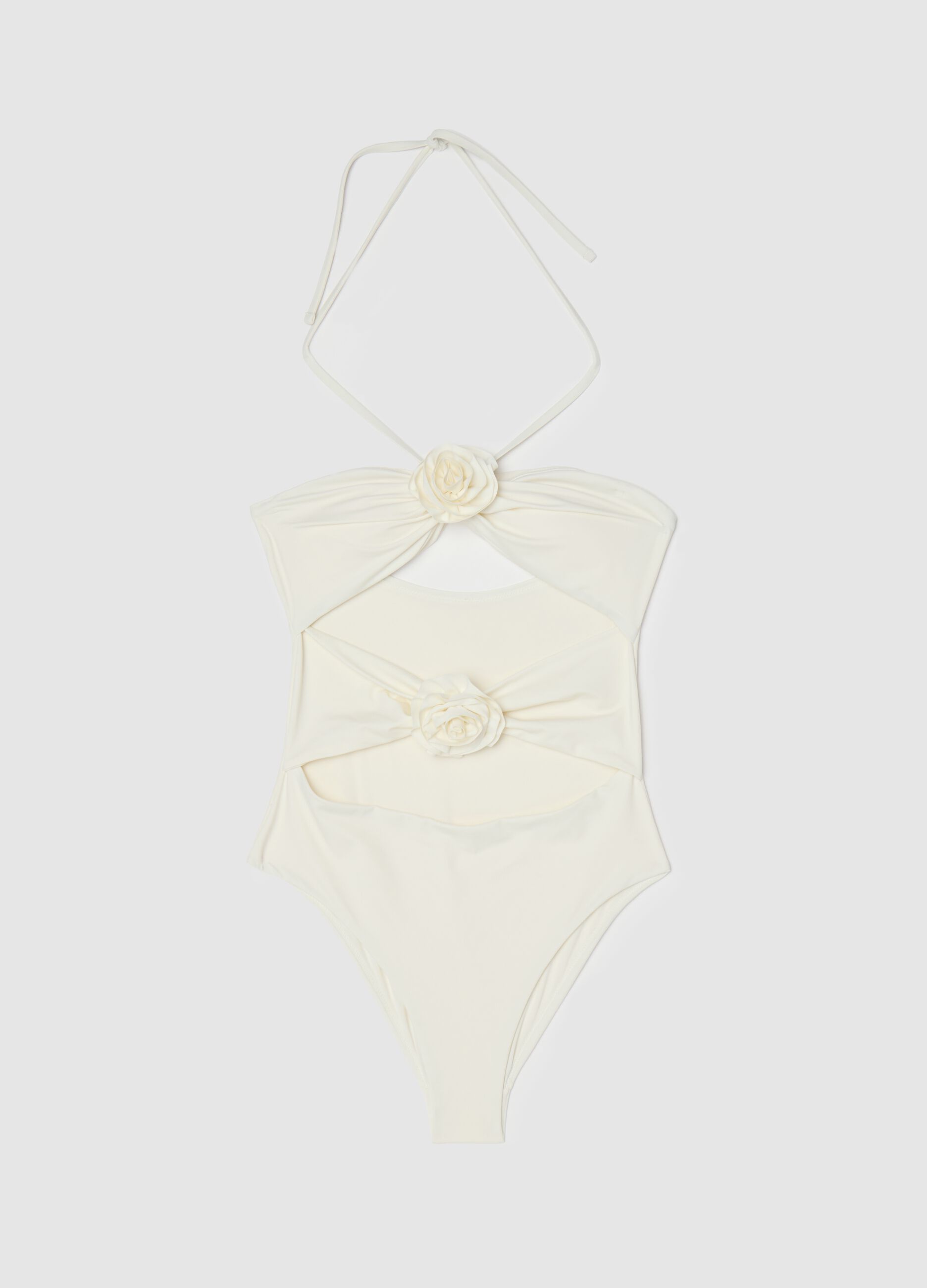 Women’s trikini in white stretch fabric