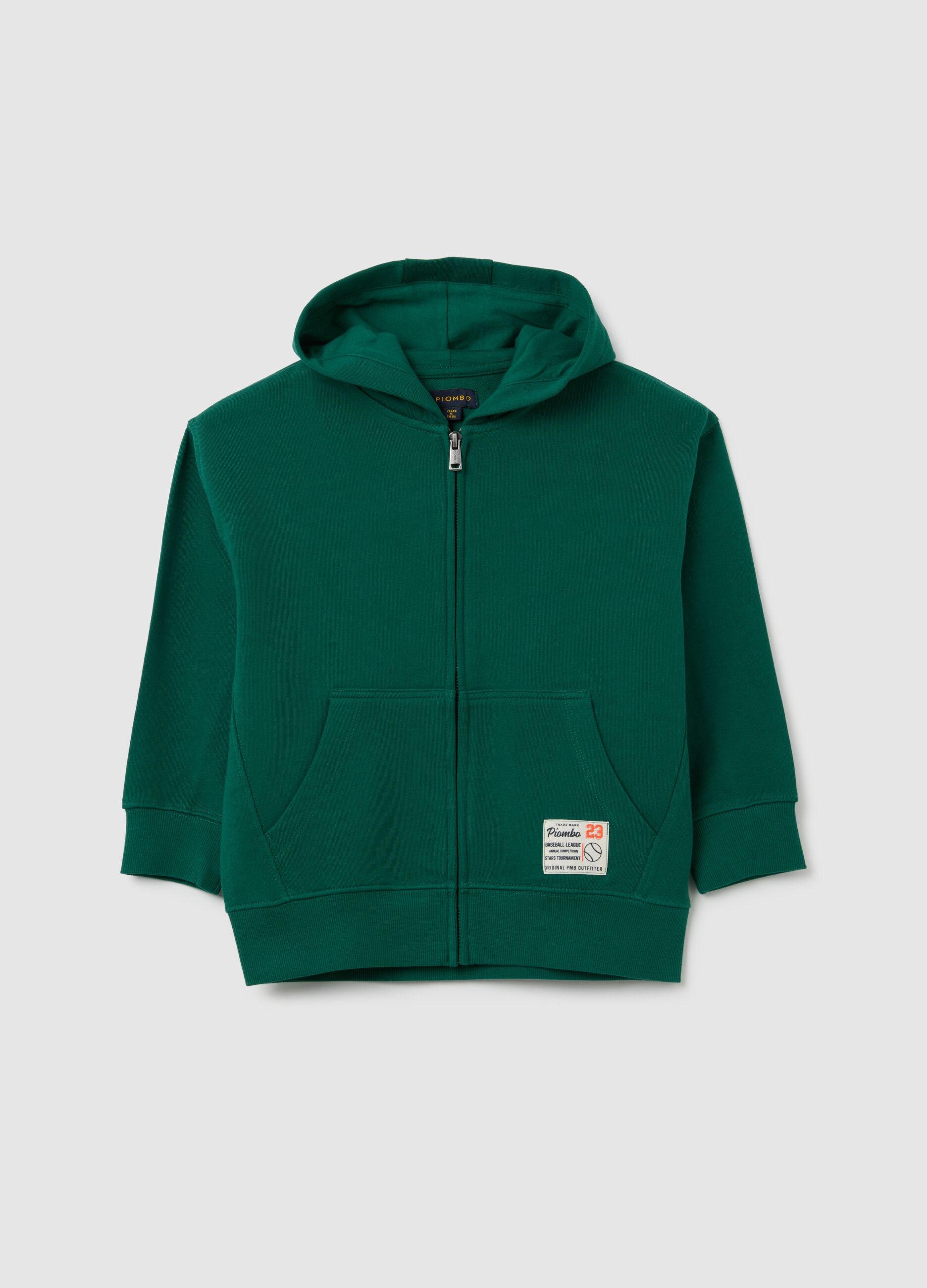 Felpa da bambino in puro cotone verde regular fit