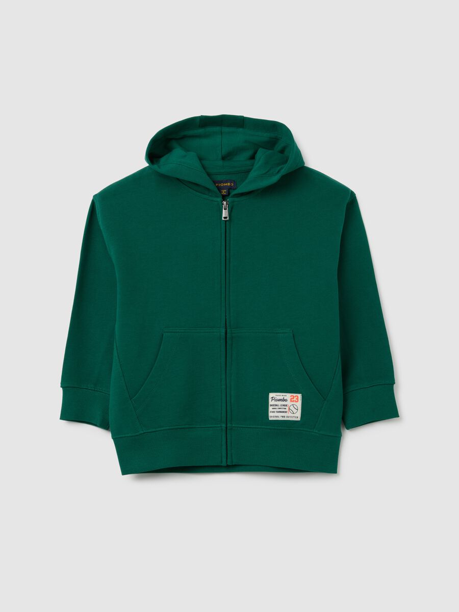 Felpa da bambino in puro cotone verde regular fit_0