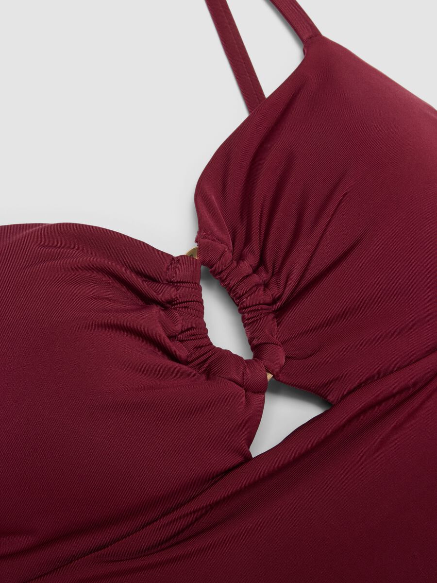 Costume da bagno intero in tessuto elasticizzato rosso con spalline_5
