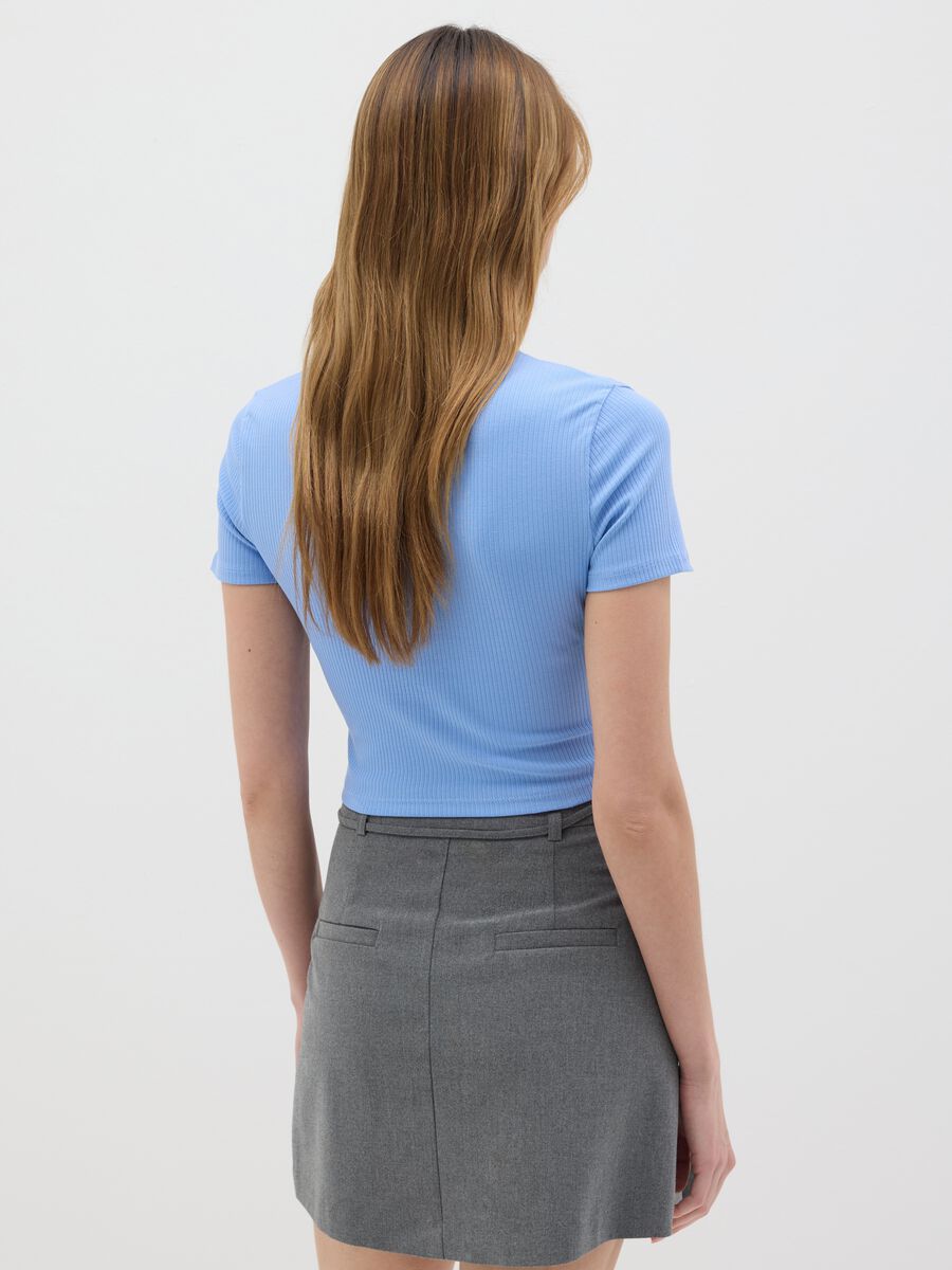 Women’s light blue fitted T-shirt in stretch cotton_2