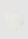 White infant bodysuit in pure cotton with embroidered collar_0