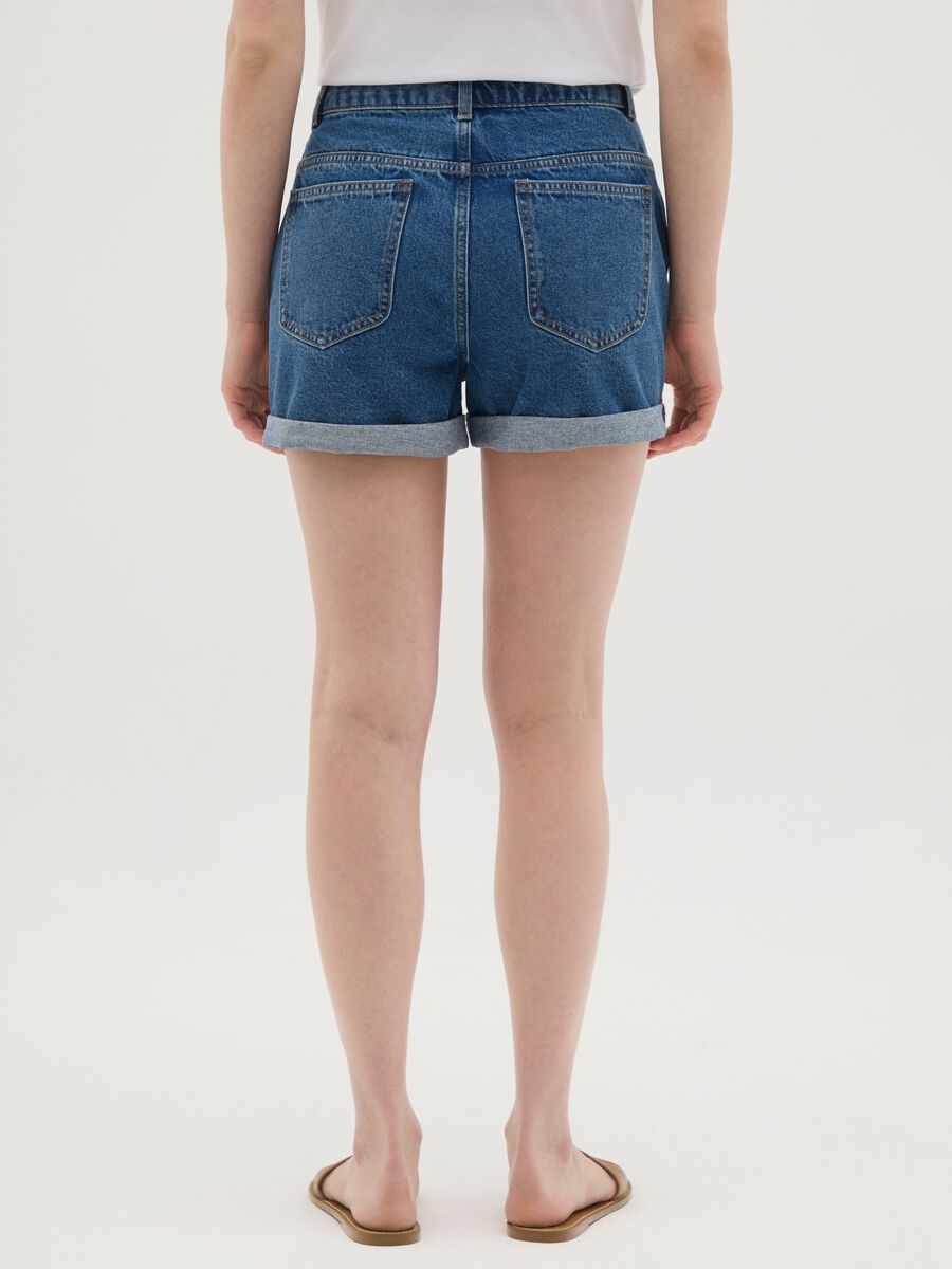 Women's regular fit pure cotton denim shorts_3