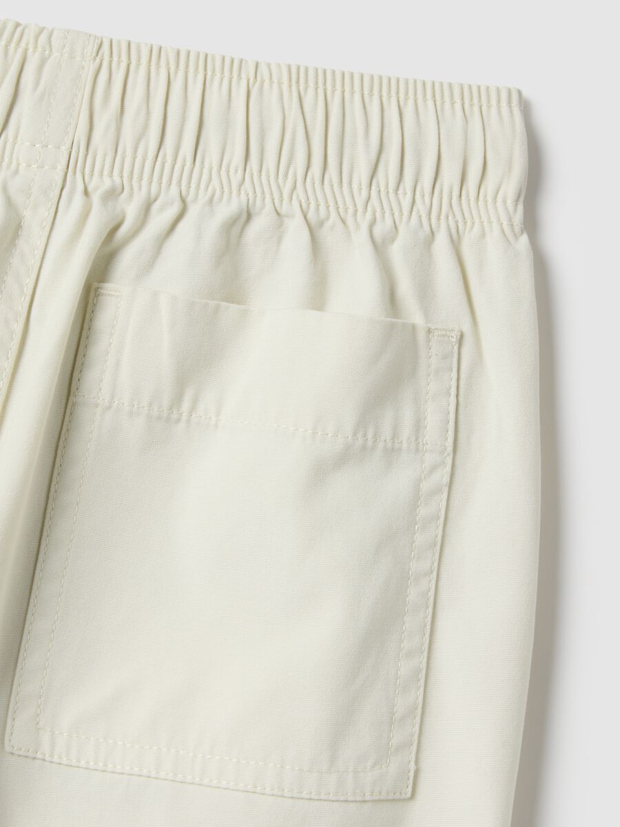 Children's straight jogger trousers in pure beige cotton_3