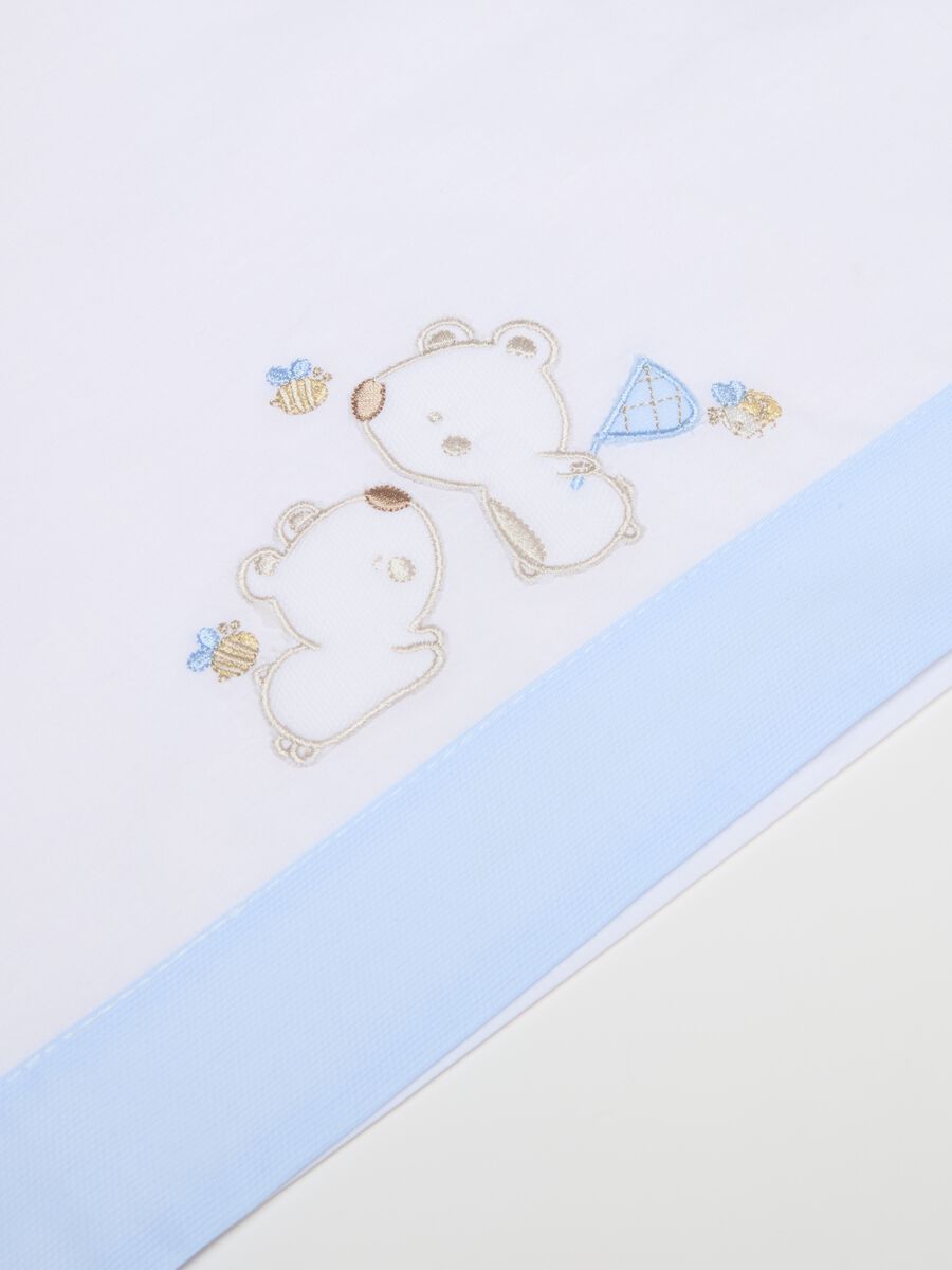 Three-piece cotton crib set with teddy bears and bees embroidery_2