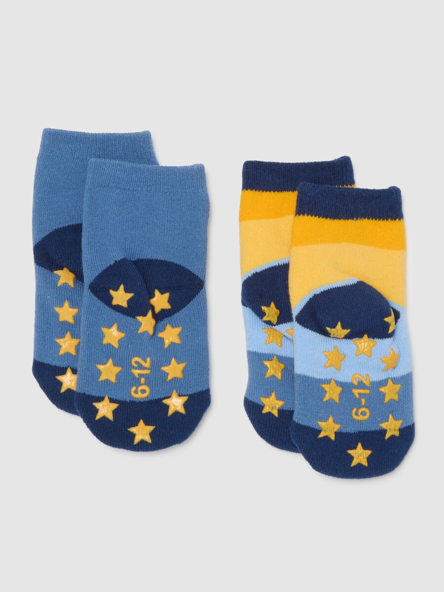 Multi-coloured infant non-slip socks twin-pack in cotton_1
