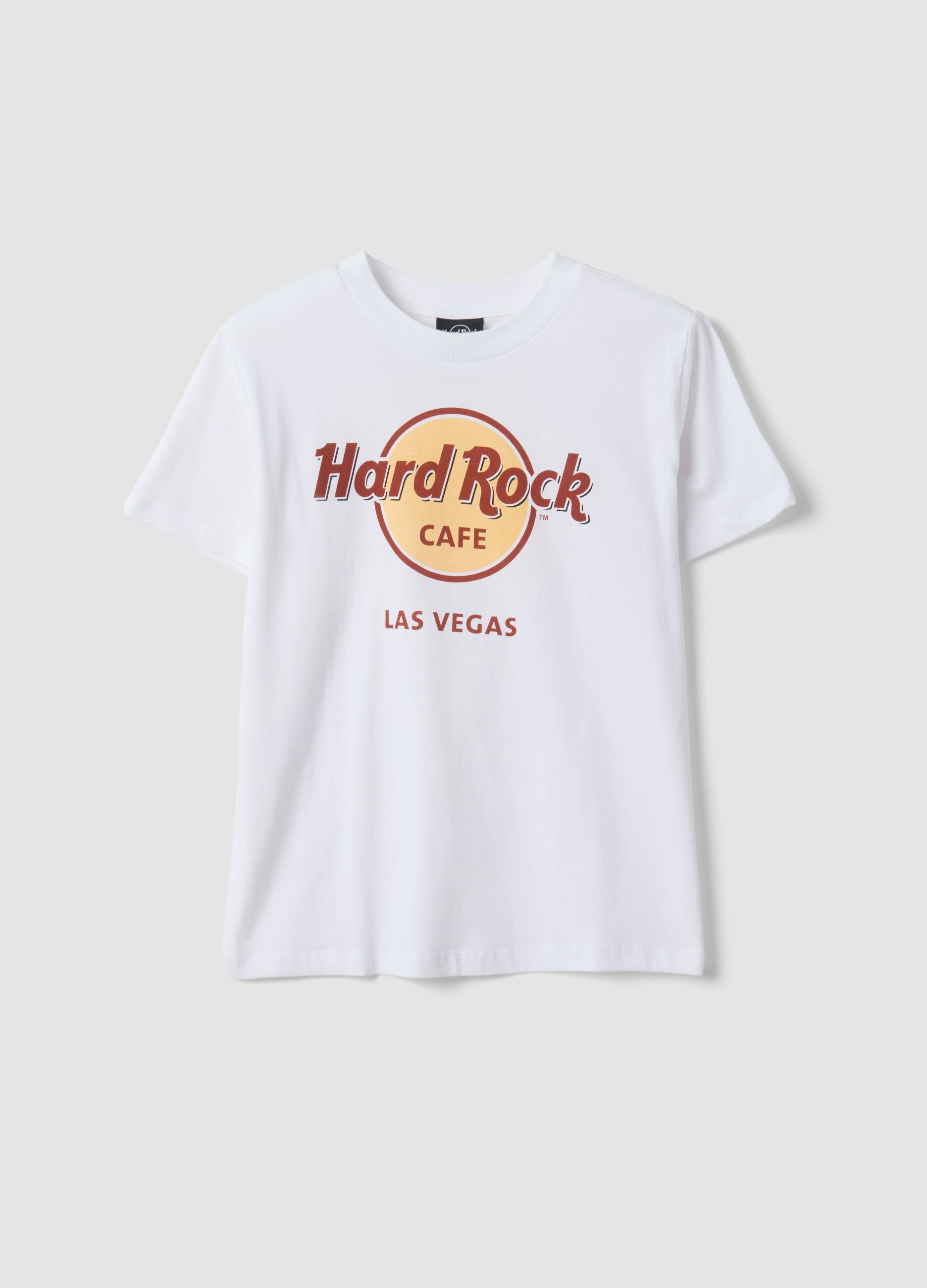 White pure cotton T-shirt with Hard Rock logo