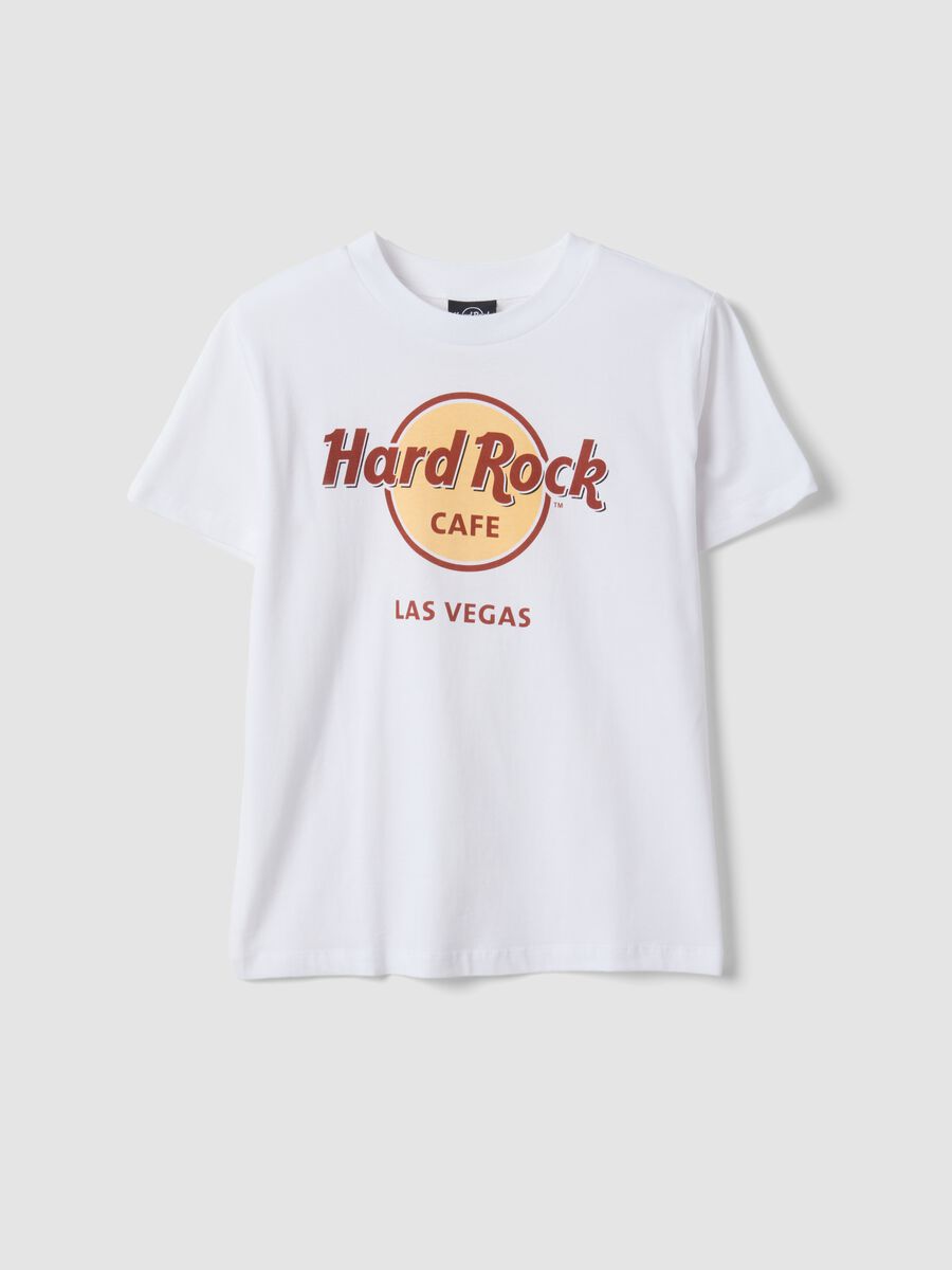 White pure cotton T-shirt with Hard Rock logo_0