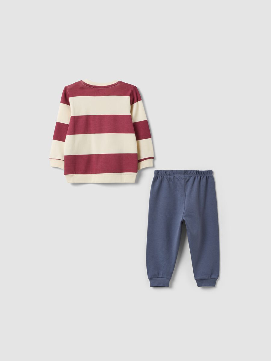 Pigiama multicolor in puro cotone organico con maglia a righe per neonato e bimbo_1