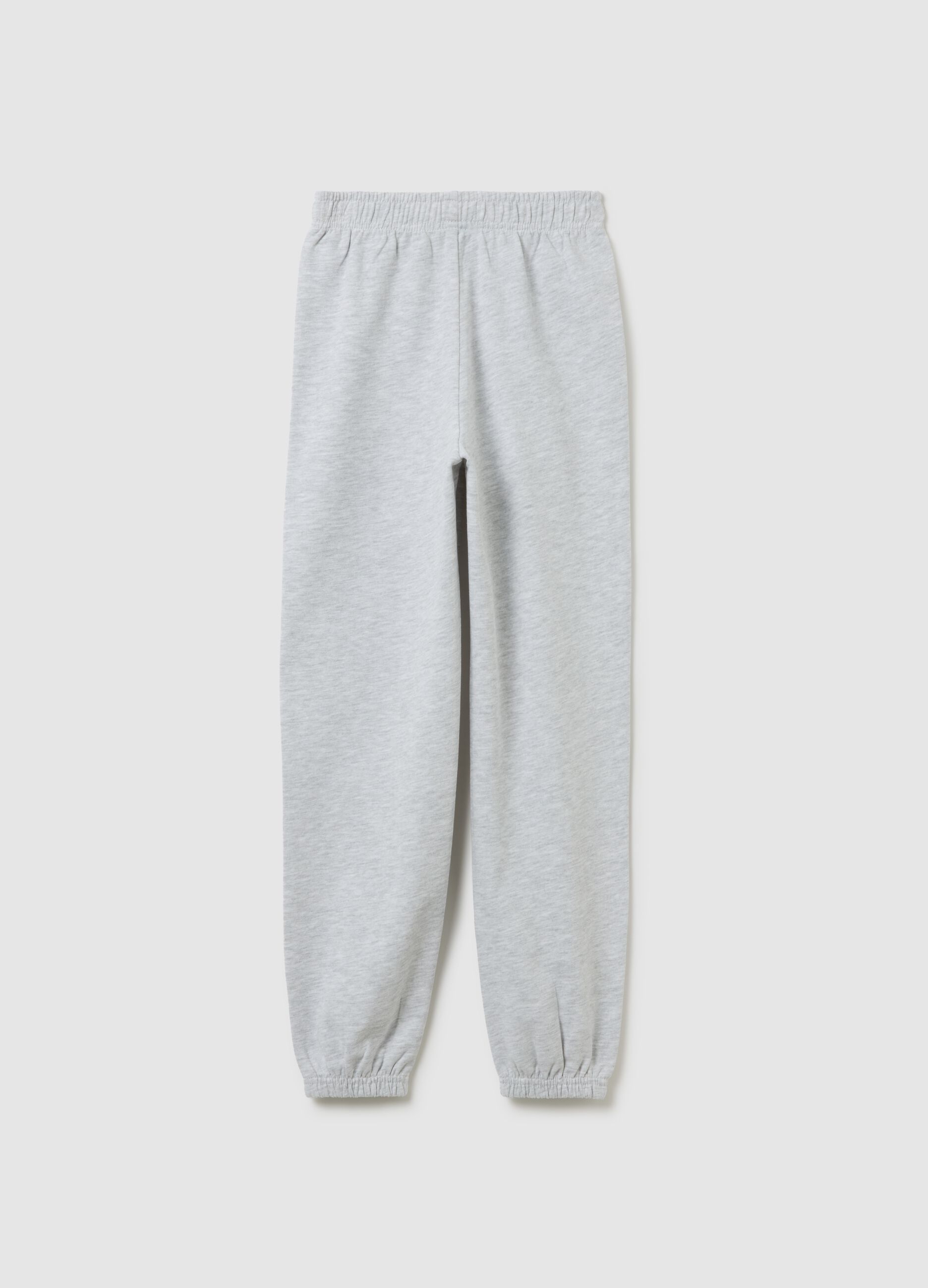 Girls' regular fit grey cotton jogger trousers