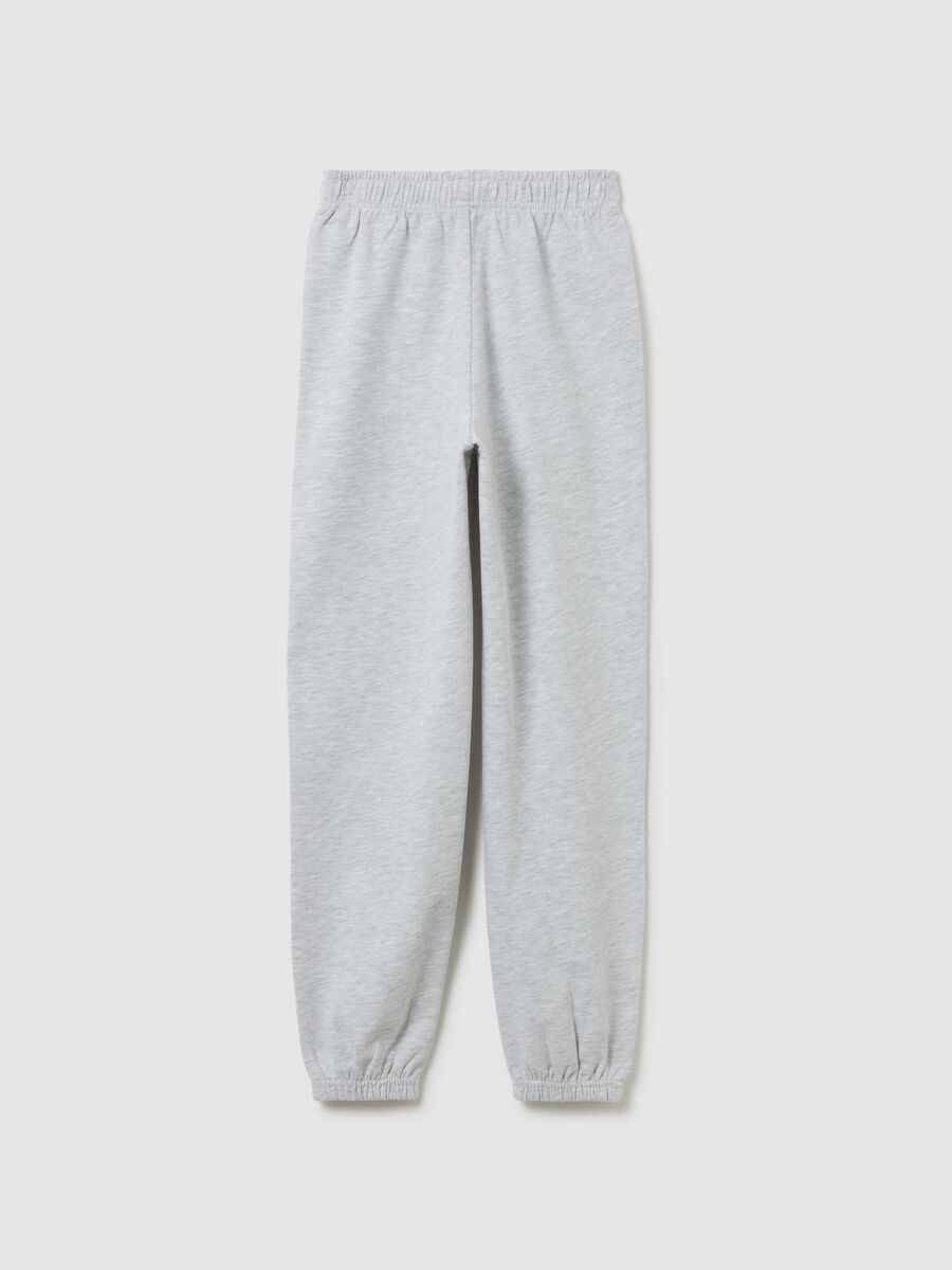Girls' regular fit grey cotton jogger trousers_4