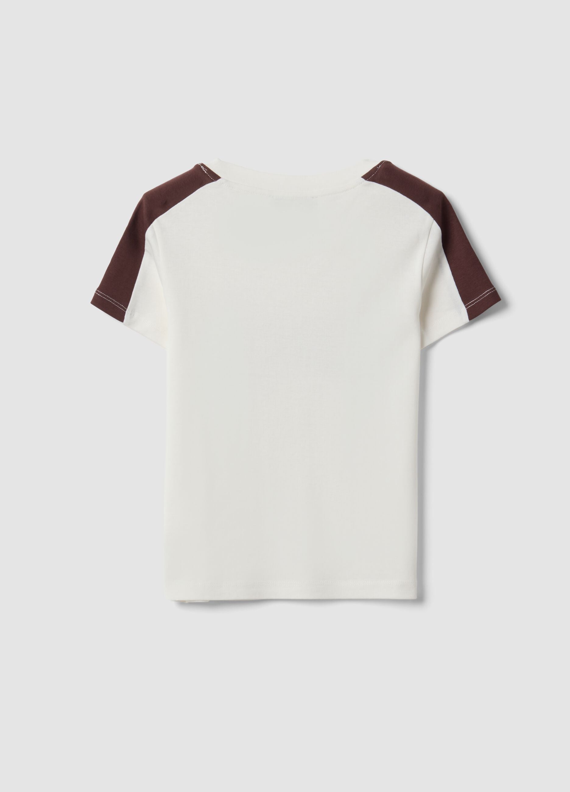 White pure cotton crew-neck T-shirt with Detroit print