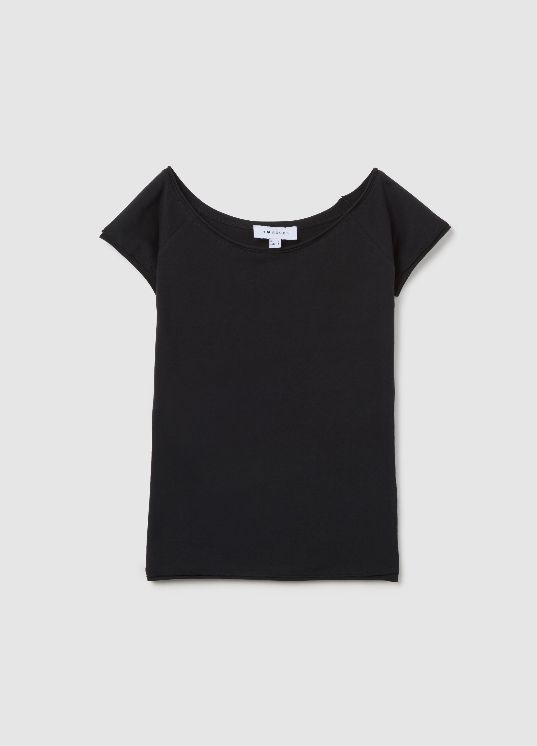 T-shirt da donna in cotone elasticizzato nero